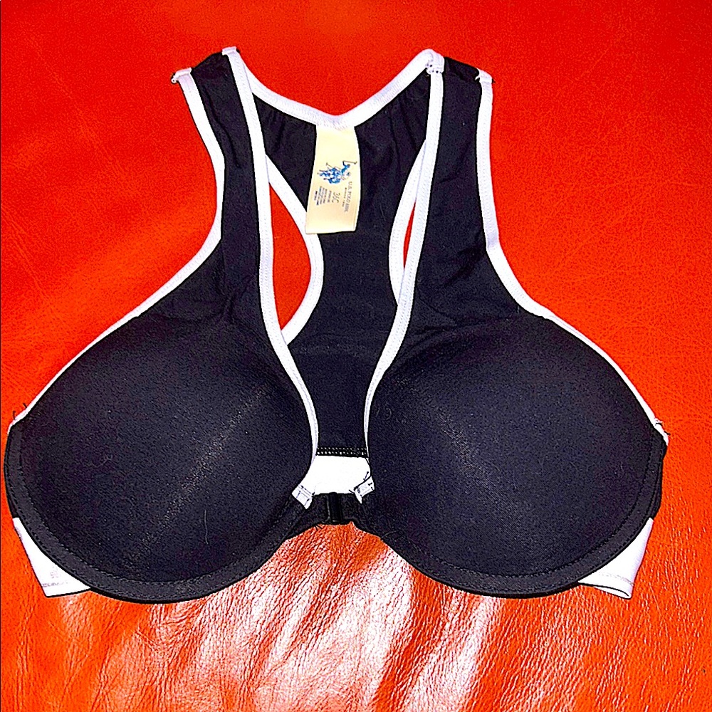 New & never worn U.S. Polo Assn. Black and White Sports Bra Size 36C